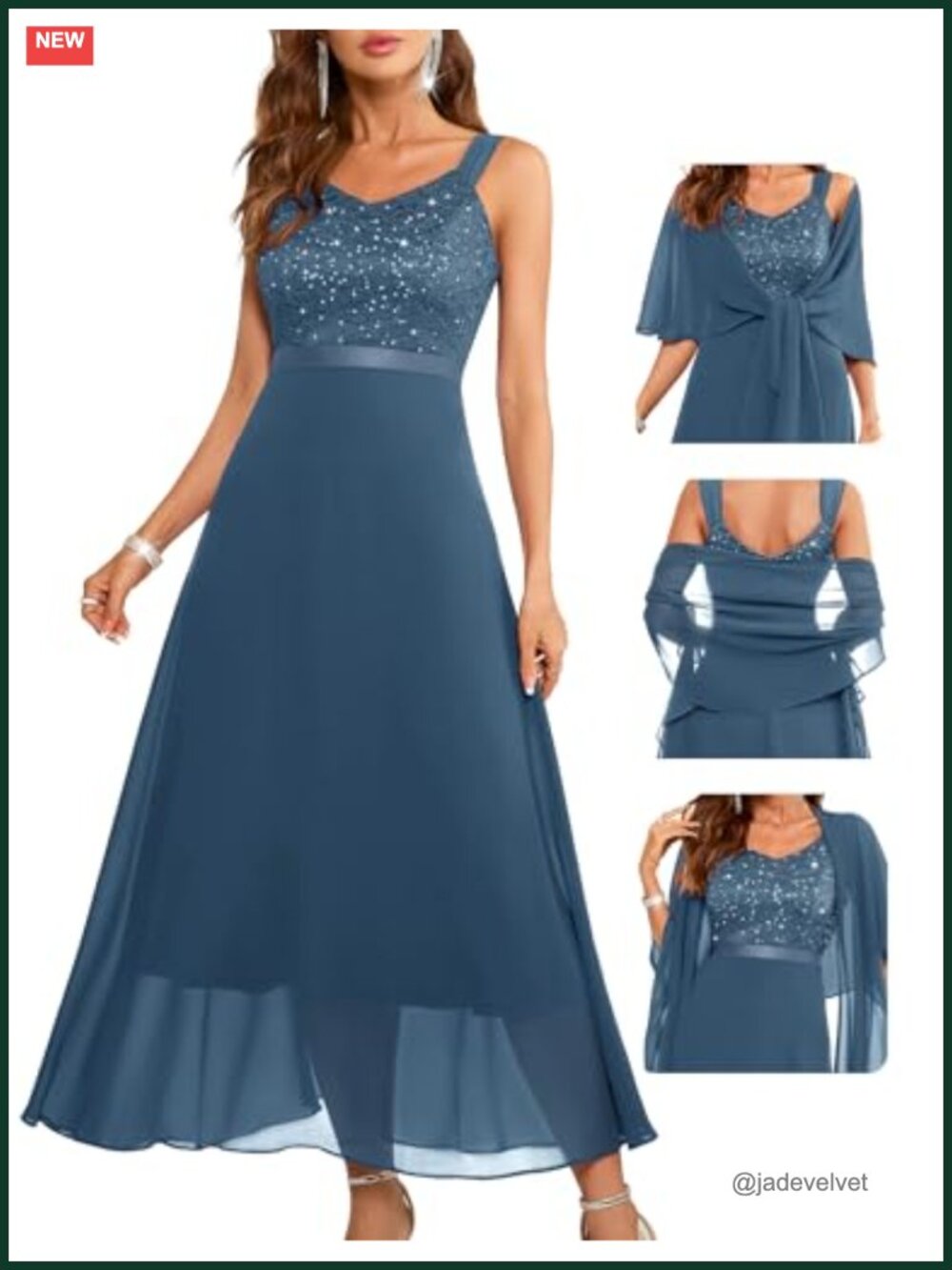 Elegant Two Piece Formal Maxi Dress with Lace Top and Shawl Sleeveless